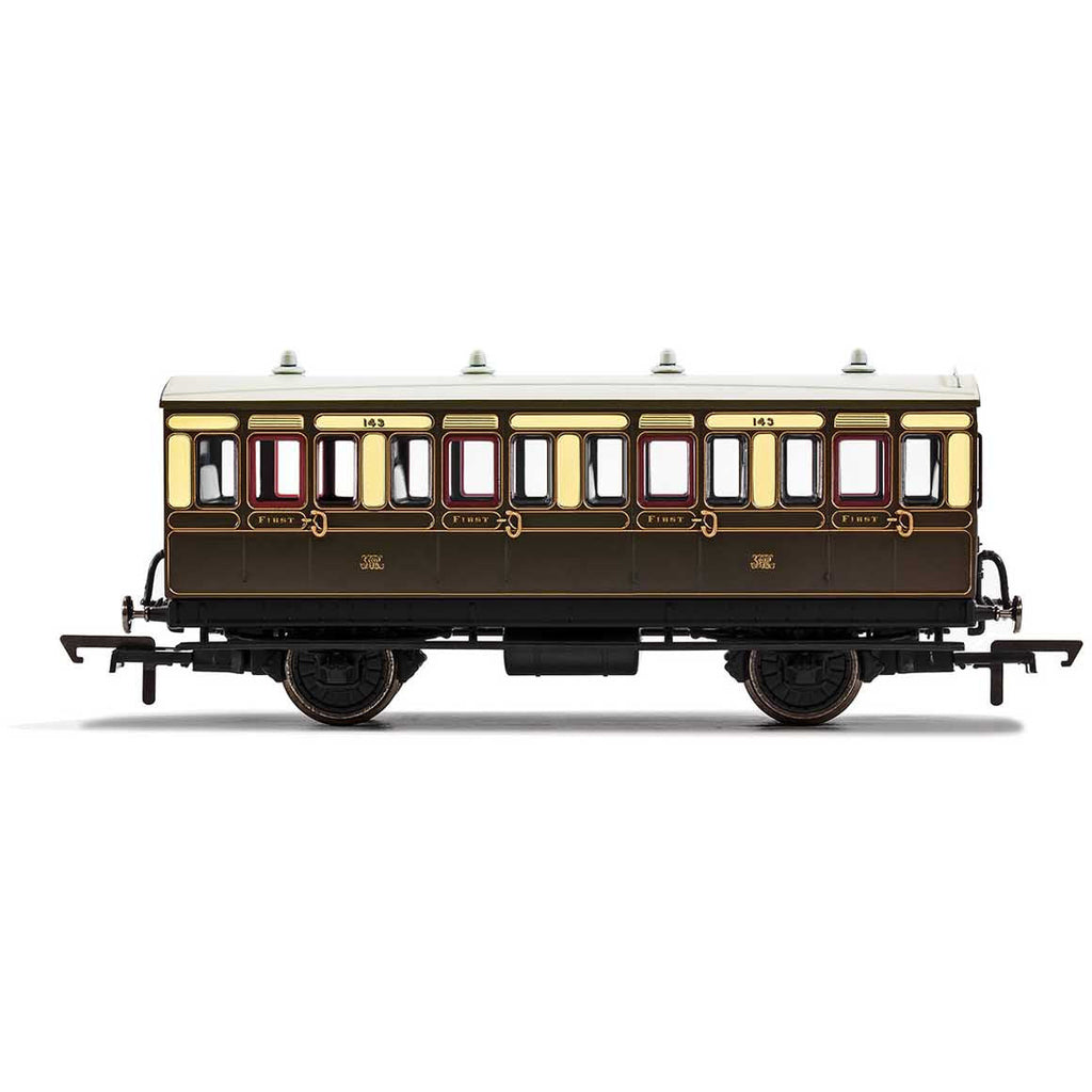 R40065 Hornby GWR, 4 Wheel Coach, 1st Class, 143 - Era 2/3