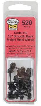 KADEE # 520 CODE 110 33" SMOOTH BACK FREIGHT METAL WHEELS (12 Sets)